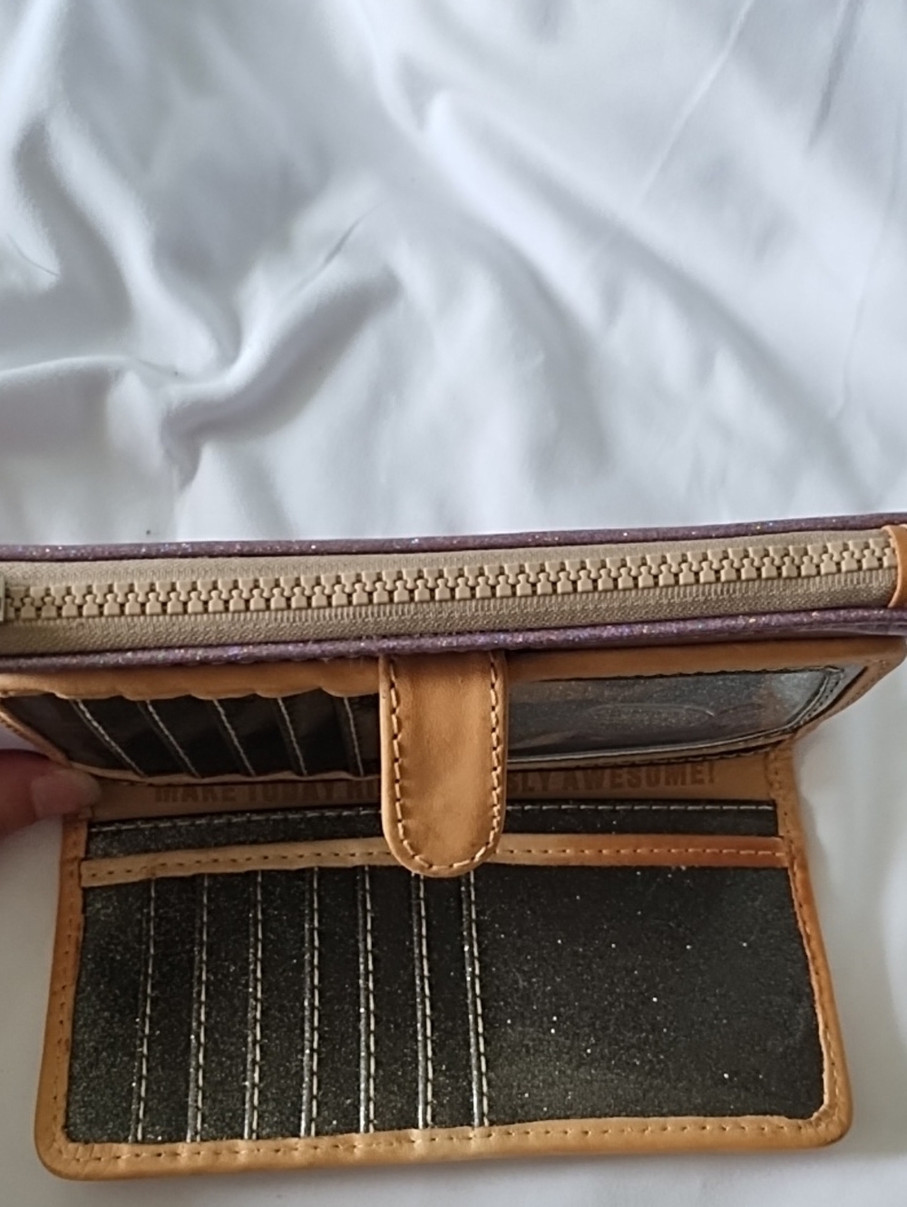 Consuela Slim Wallet in Purple with Tan Trim - Picture 5 of 5